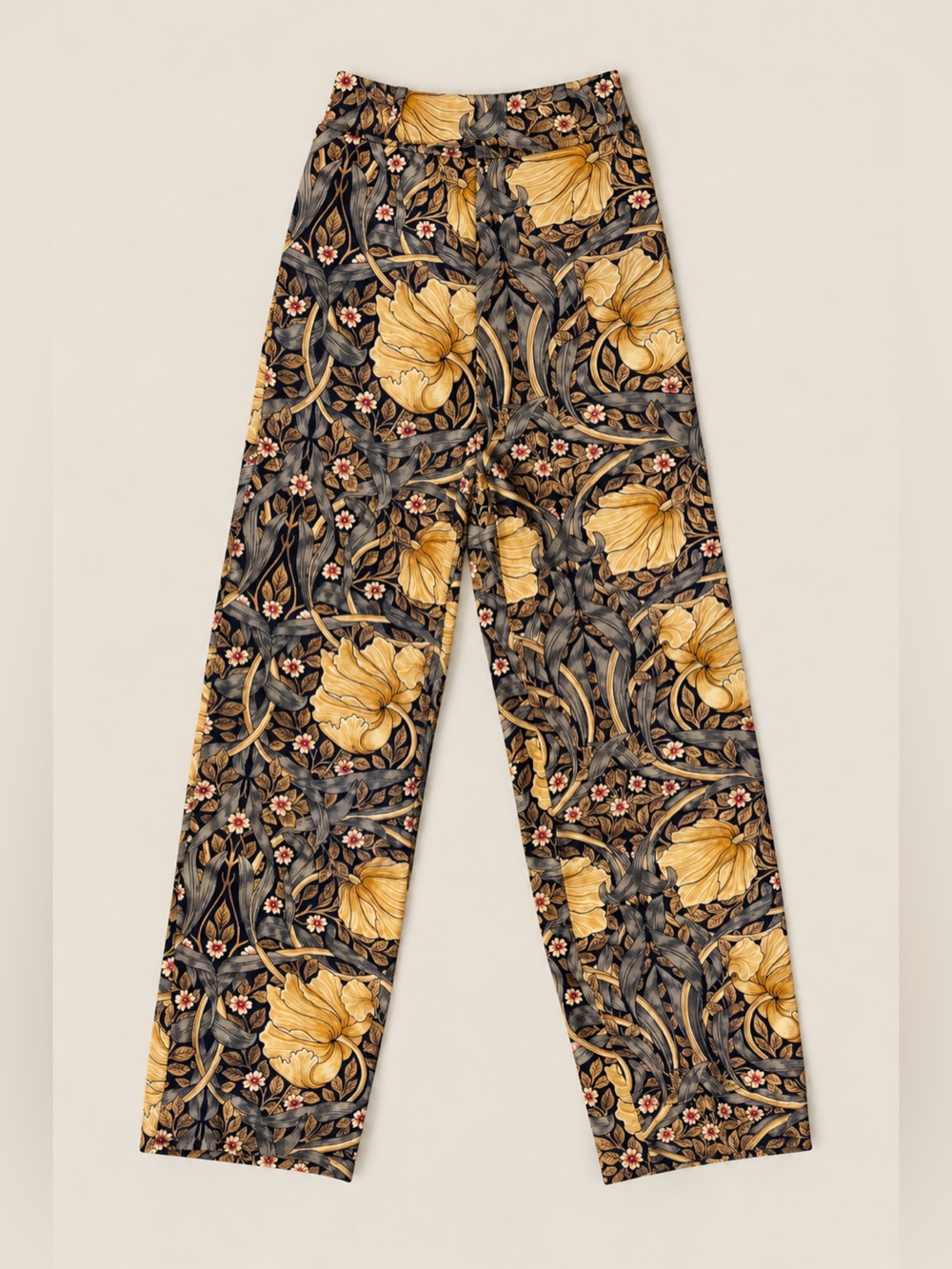 Morris and Co HM collab Floral Wide-Leg Trousers in Black & Gold
